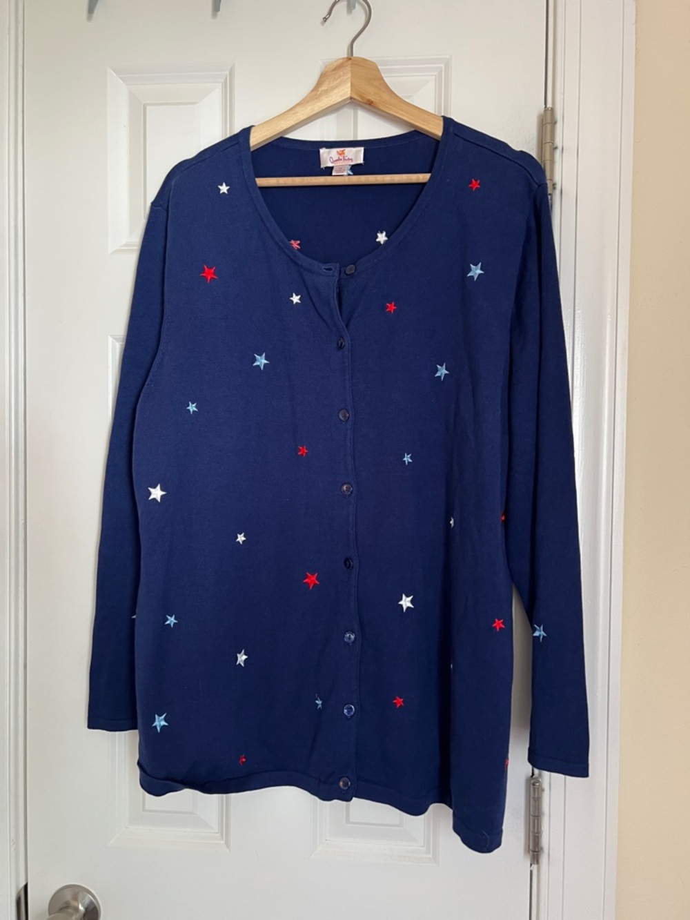 Quacker Factory Navy Patriotic Blue Star-Sweater 1x Plus size